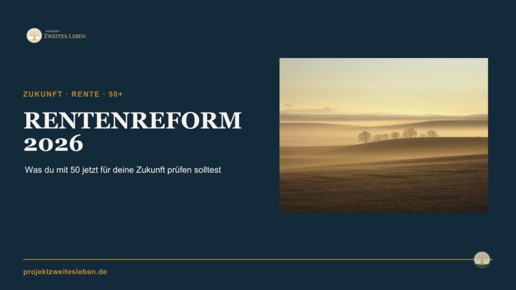 Rentenreform 2026: Was Menschen Mitte 50 jetzt für die eigene Planung beobachten sollten Ruhiger Weg mit Weggabelung als Symbol für Rentenplanung und Entscheidungen ab 50