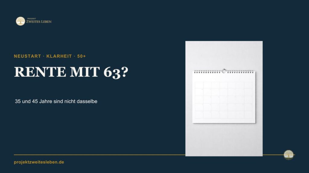 Rente mit 63? Warum du mit 50 plus genauer hinschauen solltest Kalender mit drei markierten Zeitpunkten als Symbol für unterschiedliche Altersgrenzen beim Rentenbeginn.