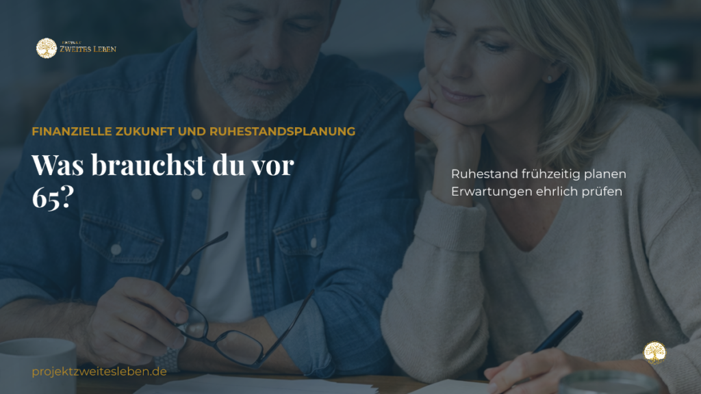 2.330 Euro im Ruhestand – was heißt das für deine Planung vor 65? Ruhige helle Zukunftsszene mit neutralem Taschenrechner und Uhr als Symbol für finanzielle Planung vor dem Ruhestand.