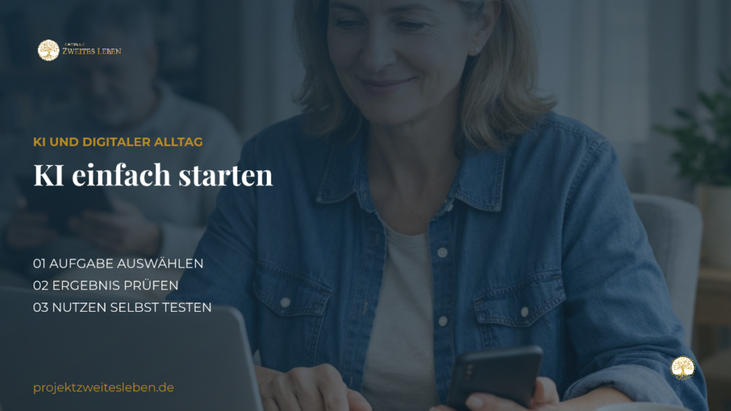 Du musst kein KI-Experte werden: Womit kannst du im Alltag anfangen? Modernes Smartphone und Laptop als Symbol für einen einfachen KI-Einstieg im Alltag